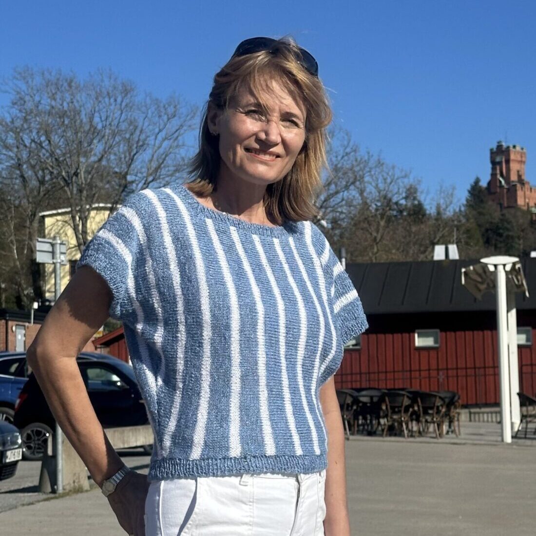 MONICA Topp - Lin Bomull - Stickpaket